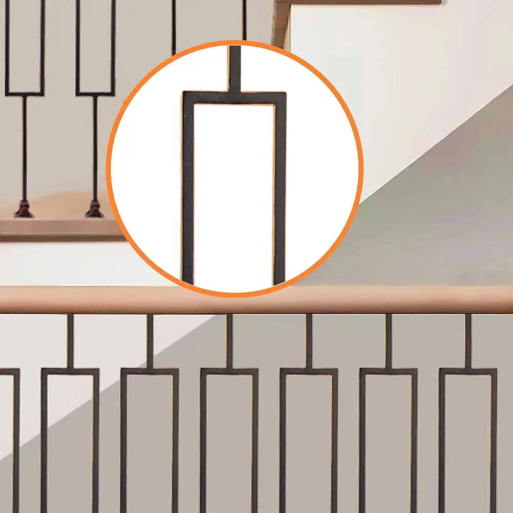 Baluster Tangga Berwarna Tembaga Setengah Inci x 44 Inci: Railing Logam dengan Kilau Unik dan Panel Persegi Bertekstur, Besi Polos