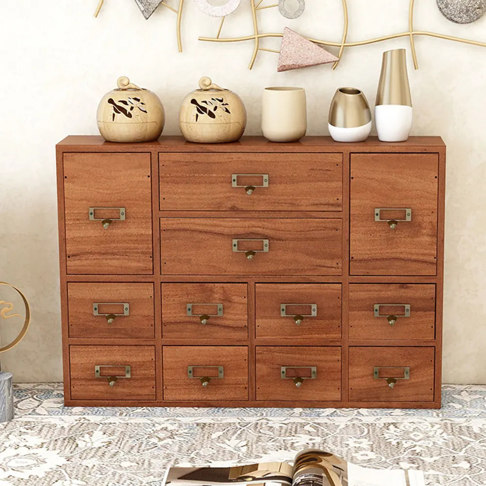 

12 Drawer Tabletop Storage Box Small Stationery Storage Rack Library Card Catalog Cabinet for Bedroom Organization Storage