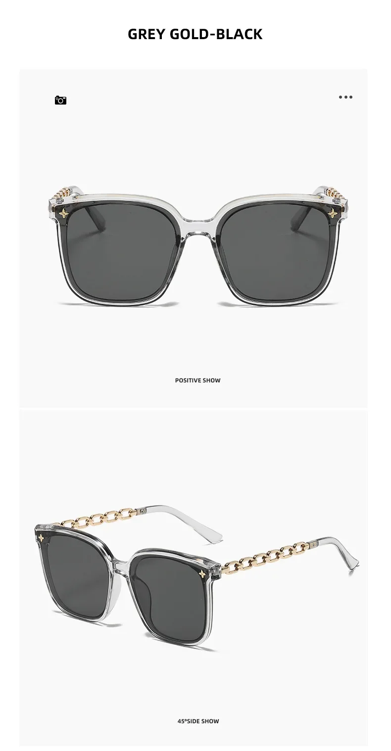 Quadratische Sonnenbrille für Frau 2023, Vintage-Stil, großer Rahmen, schwarzer Spiegel, Sonnenbrille, Schattierung, Polarisator, sexy weibliche Reisebrille, Uv400 – Detail 7