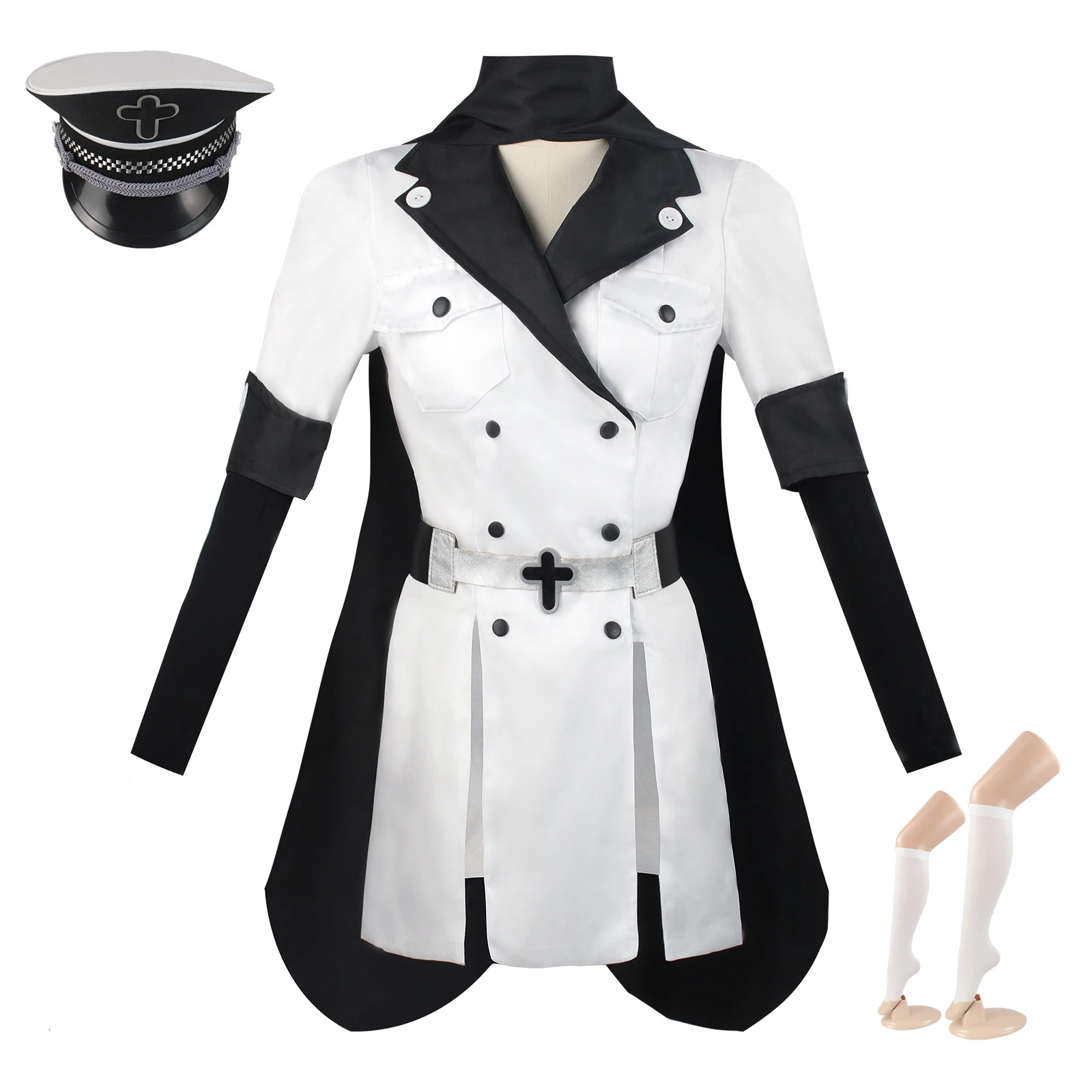 Anime Esdeath Empire Cosplay Costume General Apparel Uniform Dress Shawl Socks Women Full Set Halloween Party Clothes