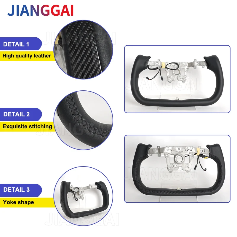 Yoke Handle Steering Wheel with Heating for Tesla Model 3 Highland 2024 - 2026 Racing Wheel Carbon Patch Customized Accessories view 2