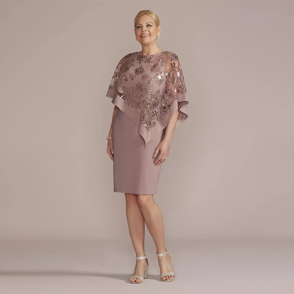 

Mother of The Bride Dresses 2026 Elegant Mother Dress Scoop Neck Shawl Appliques Formal Party Gown Women Plus Size Prom Gowns