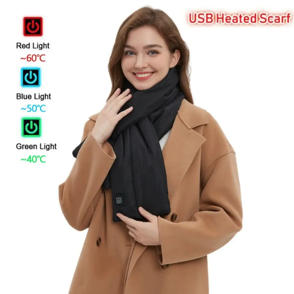 Fashion USB Charging Electric Heated Scarf Adjustable Temperature Rechargeable Warm Shawl Unisex Creative Electric Winter Warmer