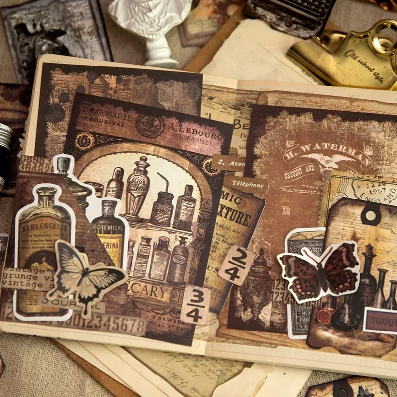 

90Pcs Material Paper Pack Game Era Retro Mechanical Journals The Fourth Plague Decoration Scrapbook Cut 158*100mm