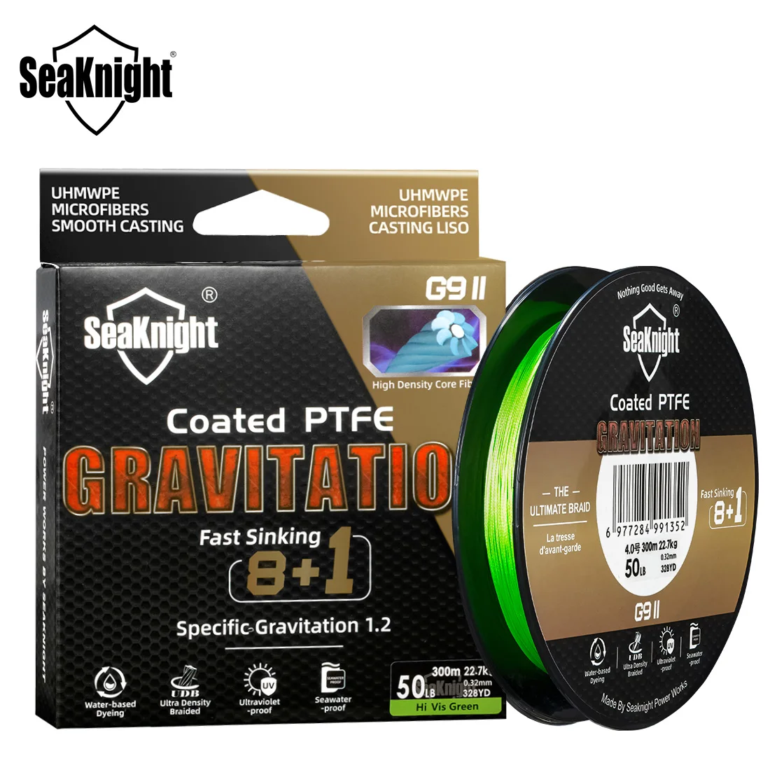 Seaknight  New Gravitation G9II Braid Line Fast Sinking Fishing Line PTFE Coated Braid Line 150M300M Seawater-proof UV-proof