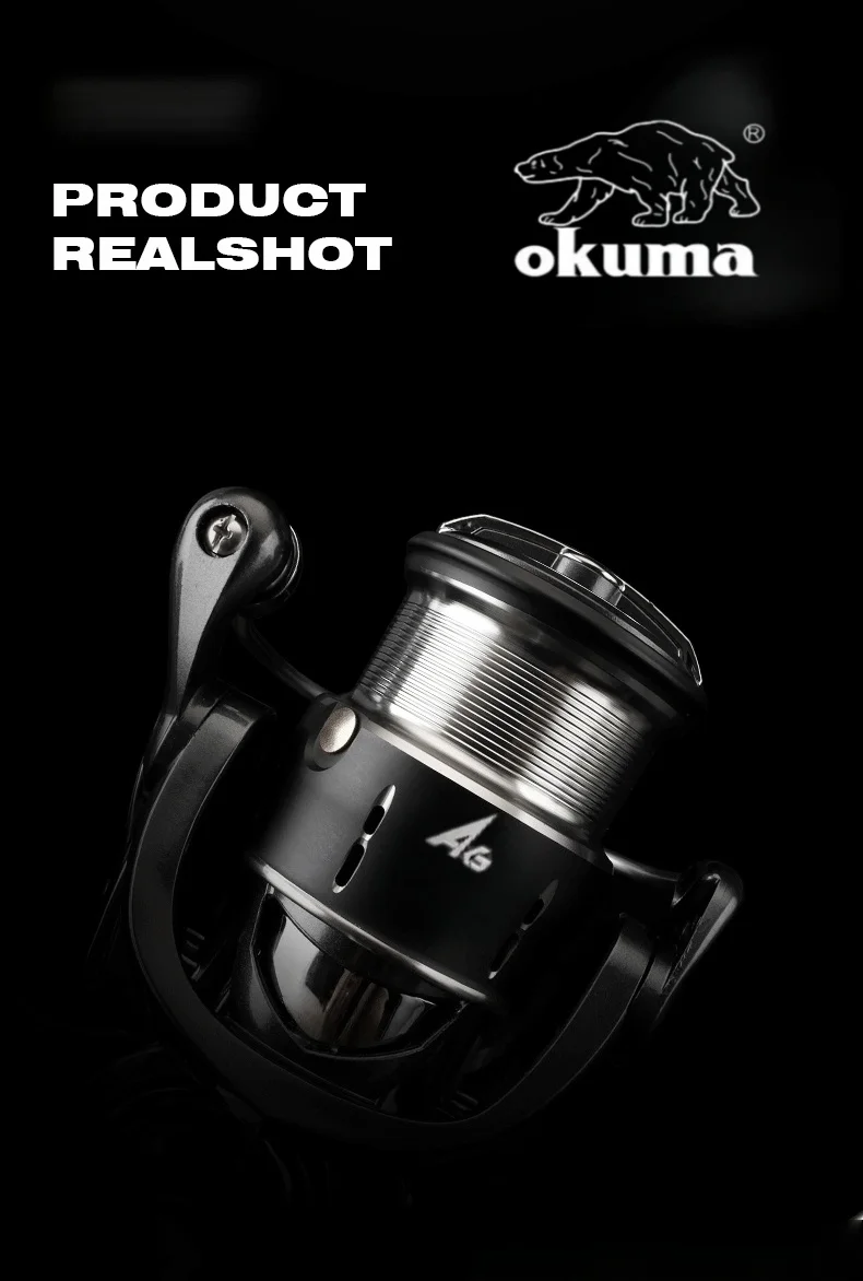 Okuma Original Vollmetall-Spinnrolle Angelrolle Modell 1000-5000, Ausgestattet mit Modischen Polarisierten Angelbrillen – Detail 9