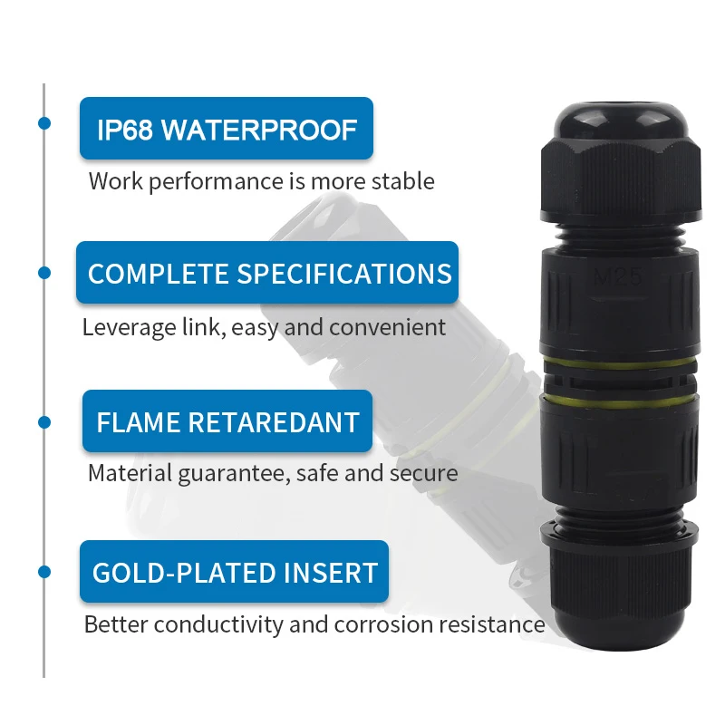 M25-2/3/4/5 Pin IP68 Push-In Spring Splice Terminal Blocks With Lever Quick Wire Connector Outdoor Waterproof Junction Box