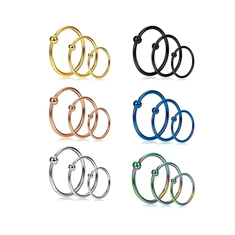 1PC Surgical Steel Circular Bead Ring Closer Ring Nose Lip Ring Labret Ear Tragus Helix Cartilage Daith Earring Piercing Jewelry