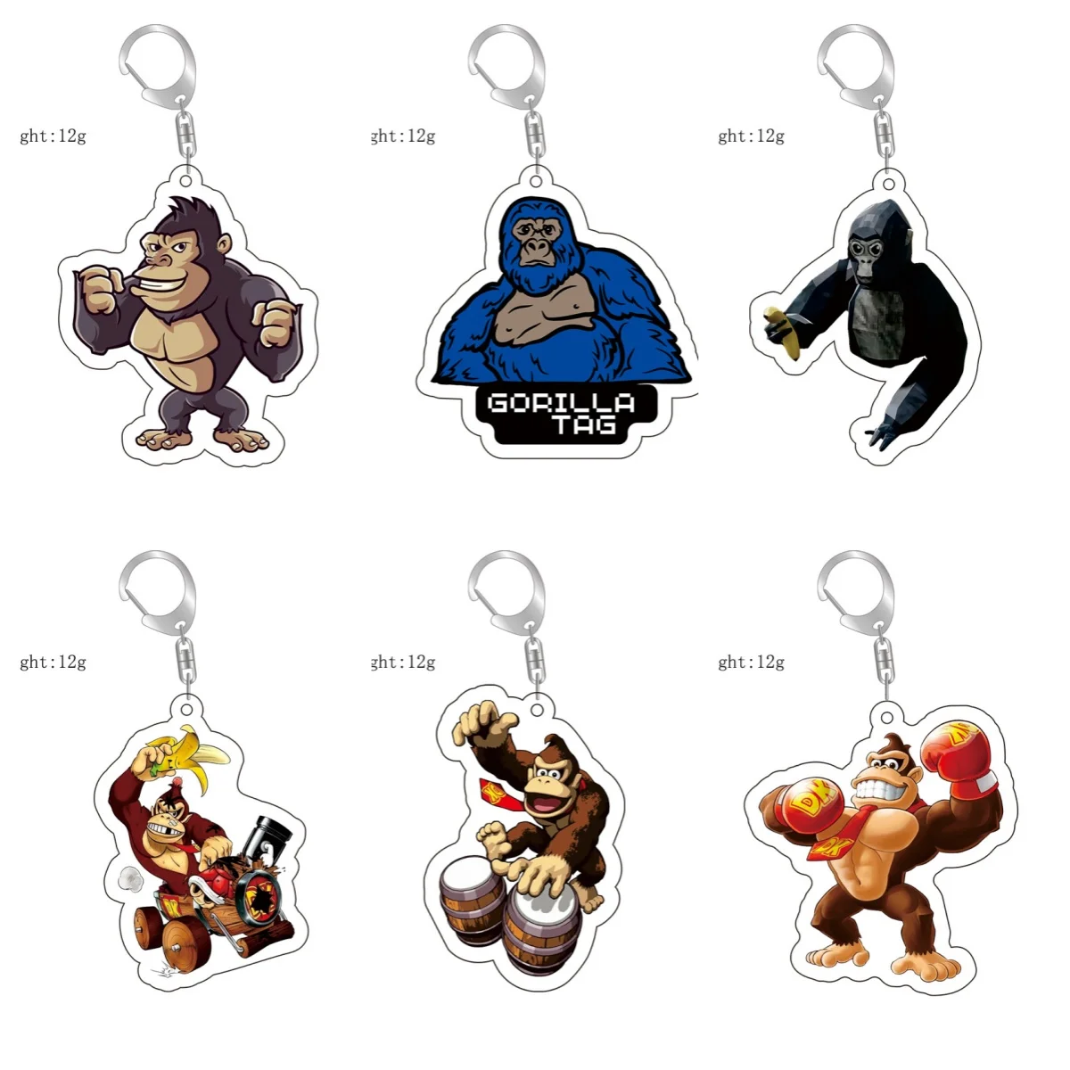 Hot Sale Q Version Anime Gorilla Tag Monke Charms Acrylic Keychain Character Model  Bag Pendant Friend Gift Jewelry Accessory