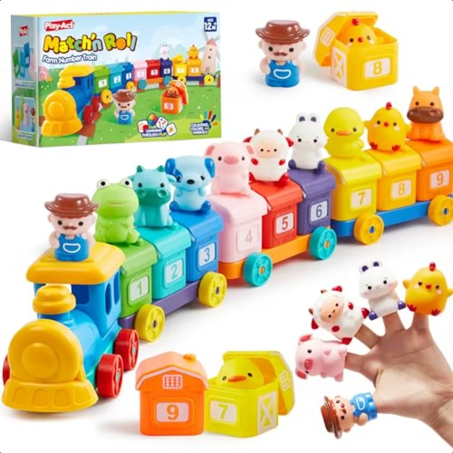 

Learning Toy for Toddlers 1 2 3 Years Old Counting Matching Sorting Montori Learning Farm Train Including 9 Farm Animals and 1