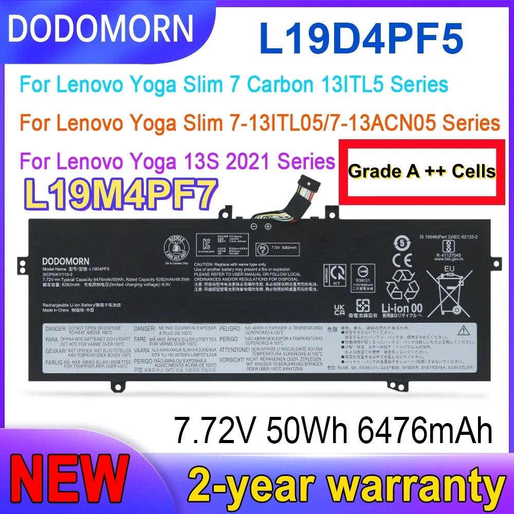 New Laptop Battery L19M4PF7 L19D4PF5 For Lenovo Yoga13S 2021 Yoga Slim7 82CU 82CY 13ITL05 13ACN05 Yoga7 Carbon 13ITL5 SB10Z33892