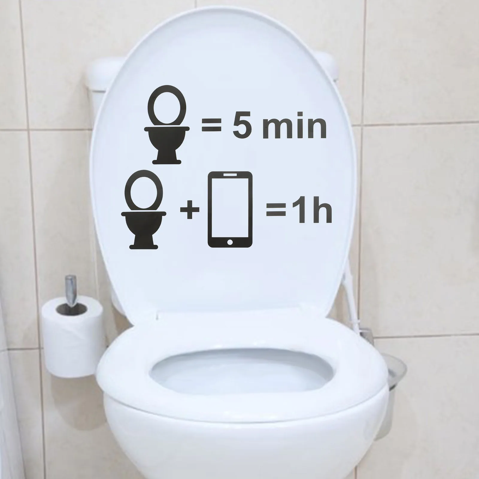 

2 Sheets Black Warning Decals for Bathroom Toilet Seat Easy Remove Art Potty Training Sign Men Women