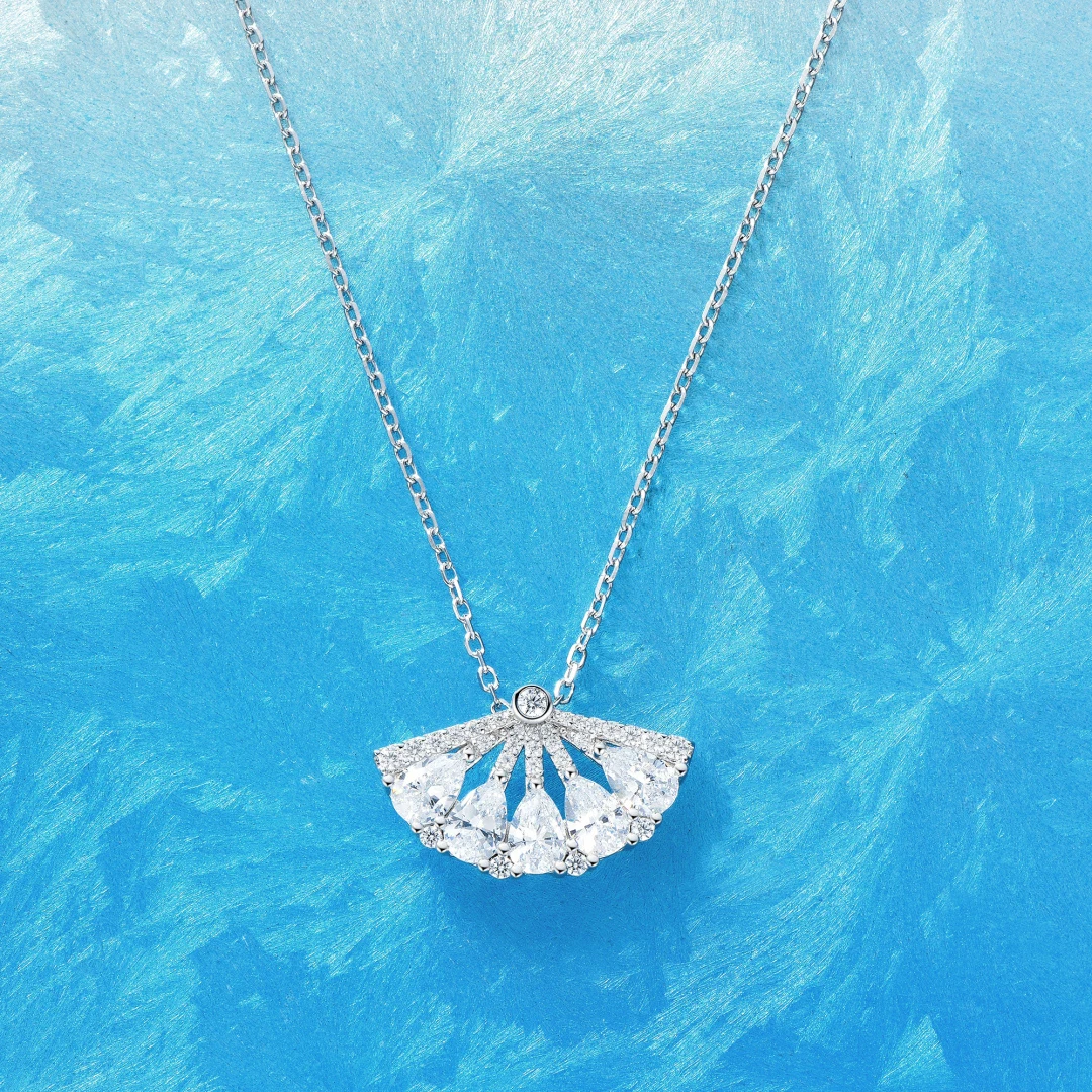 

Изысканные серьги из серебра 925 пробы с платиной высшего качества, 5А, циркон, веерообразные серьги, ожерелье, женские элегантные ювелирные изделия