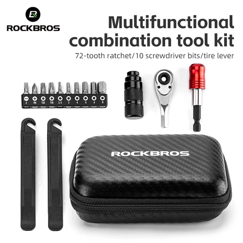 Imagen 1 del producto ROCKBROS-Kits de herramientas de reparación de bicicletas, juego de llaves de trinquete de 72 dientes, destornillador de torsión portátil, herramienta ligera de mantenimiento de bicicletas