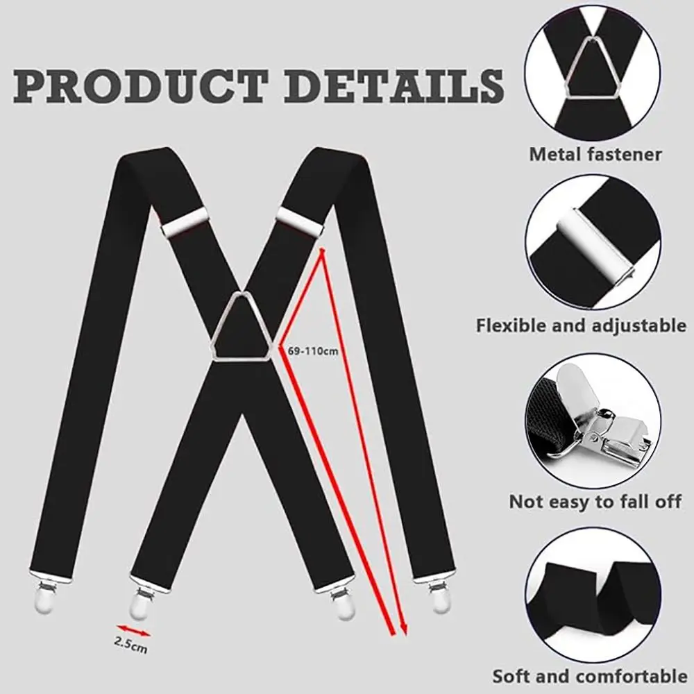 Men's Adjustable Elastic Clip-On Suspenders