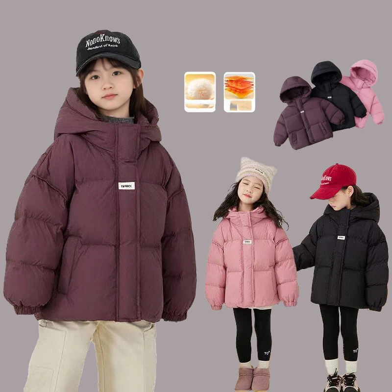OLEKID Winter White Duck Down Jacket for Children Hooded Thicken Warm Junior Girls Padded Parkas 3-10Yrs Teens Girl Outwear Coat