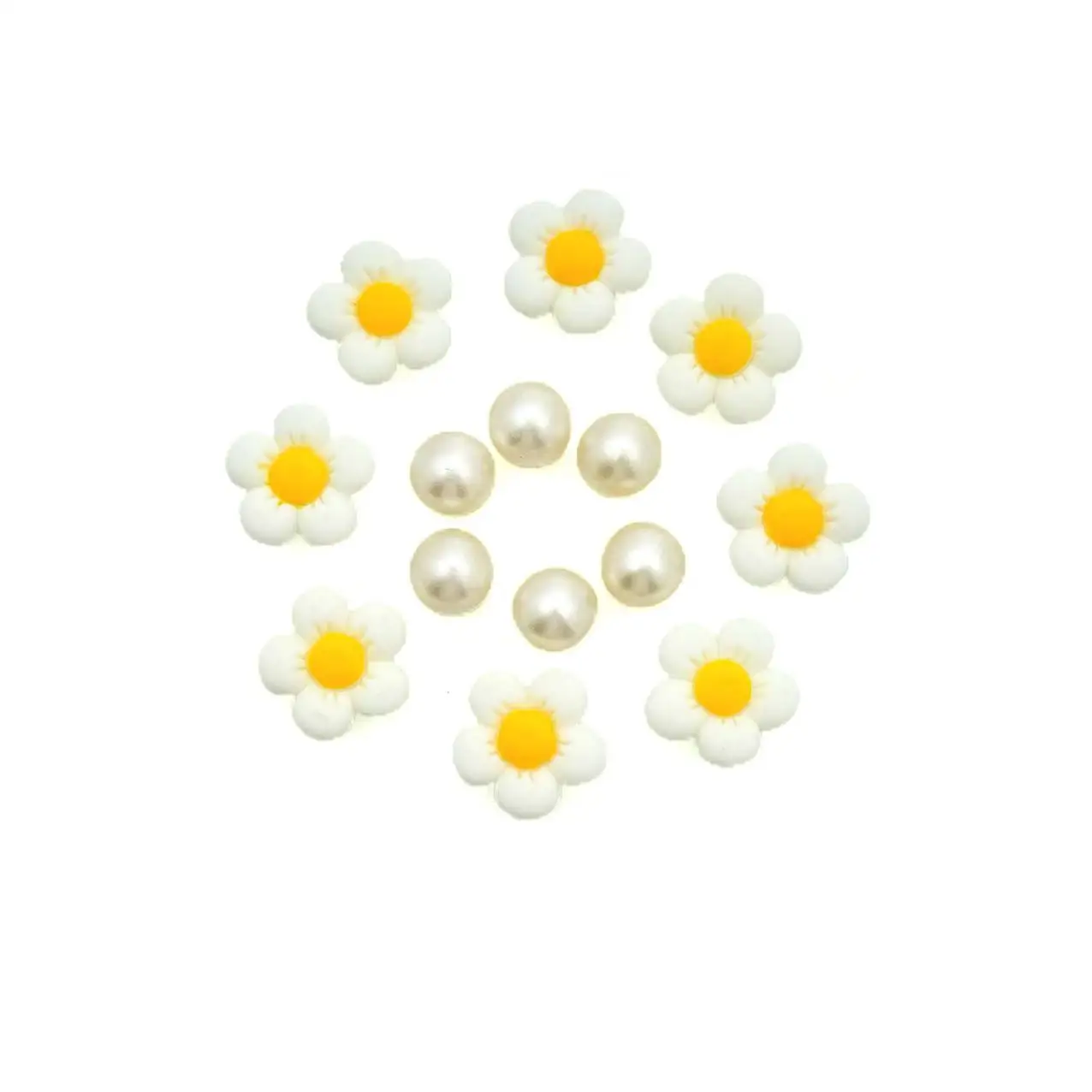 14Pcs Fashion Shoe Charms Set for Sandals Clogs Pins Accessories Pearl White Daisy Personalized Sneaker Decorations