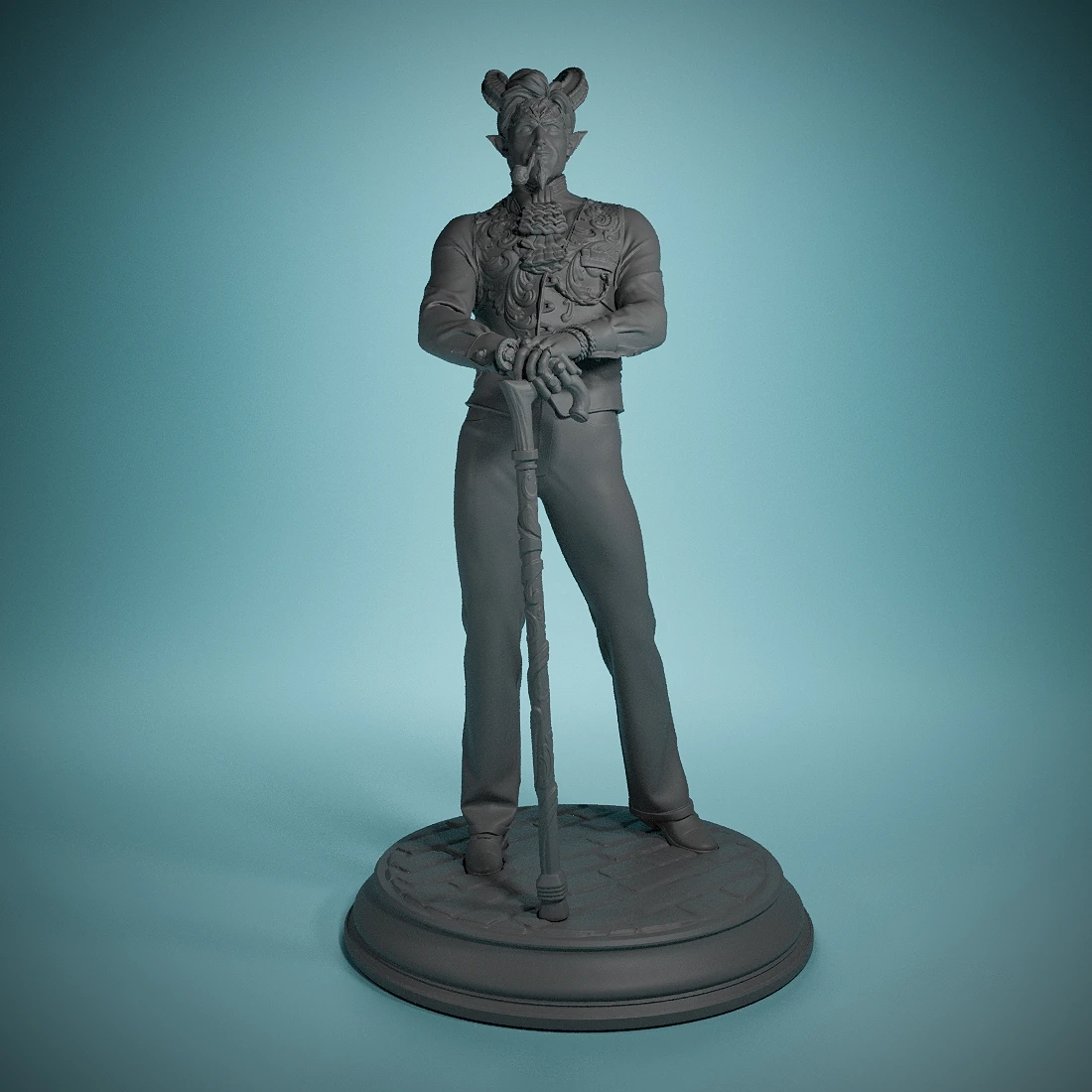 

Tiefling Crimelord - Xarvir Barikdral-3D Miniatures-Tabletop Tactical Game Roleplaying - Game Room Dress Up-Hand Painted Models