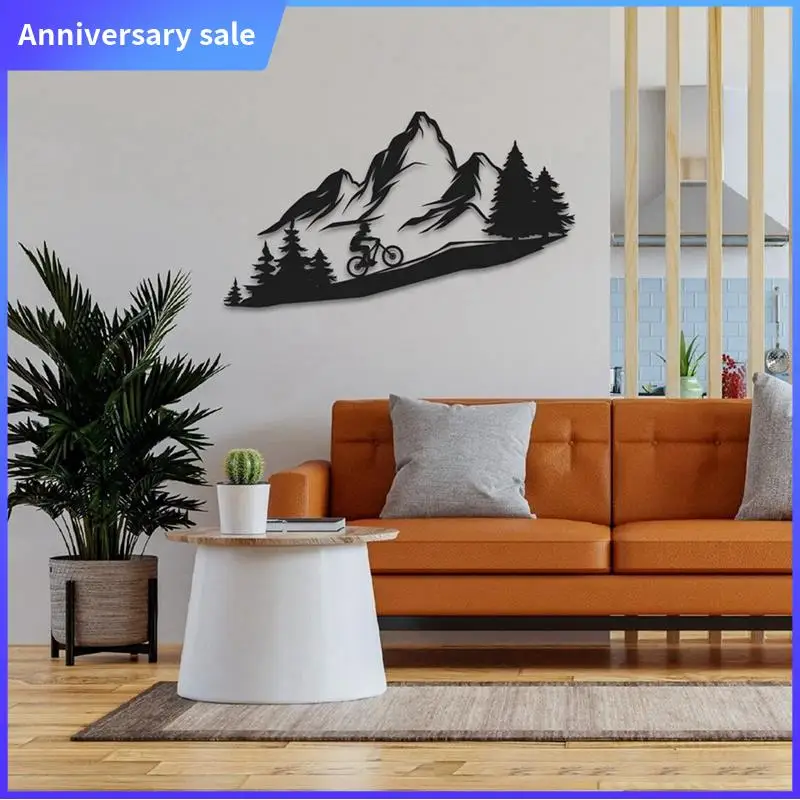 

2 Piece Sculpture Metal Wall And Mountain View Art Wall Black About 28X50cm Room And Home Office