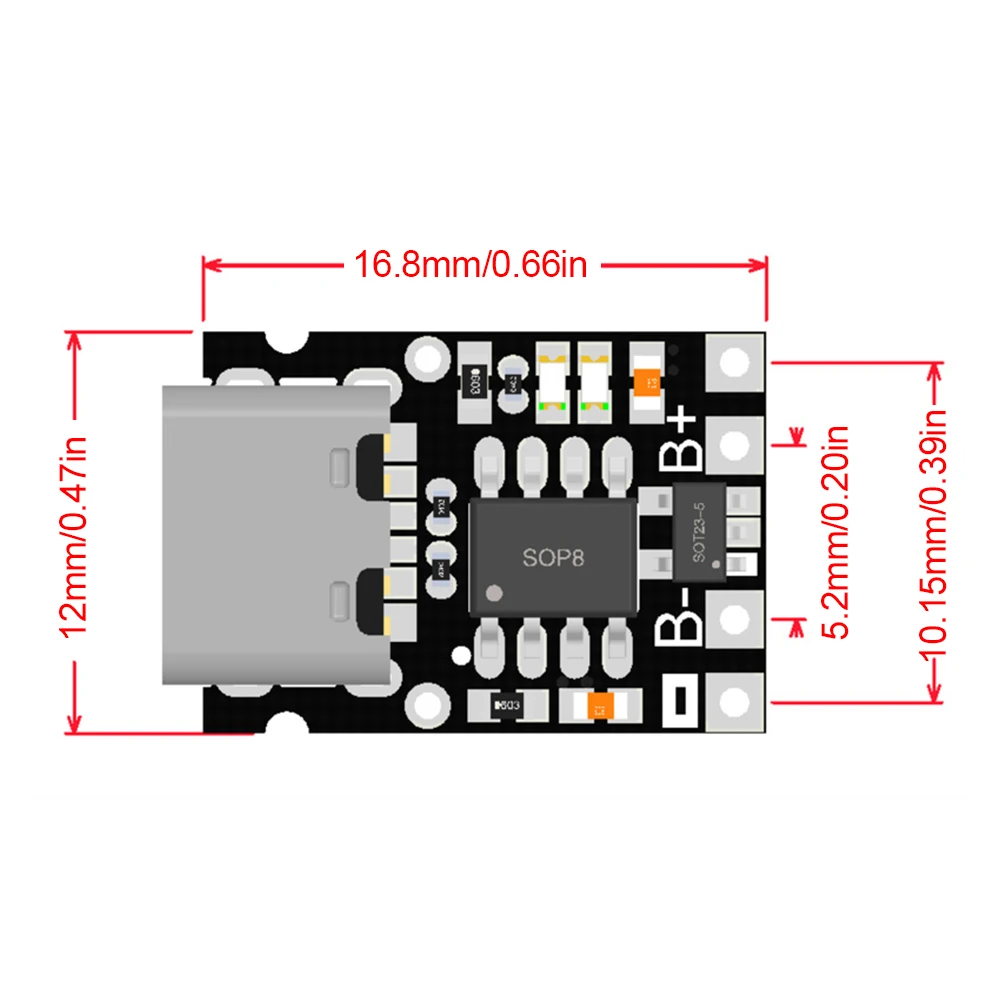 وحدة متكاملة لتفريغ الشحن 4.2 فولت 4.35 فولت 5 فولت من النوع c