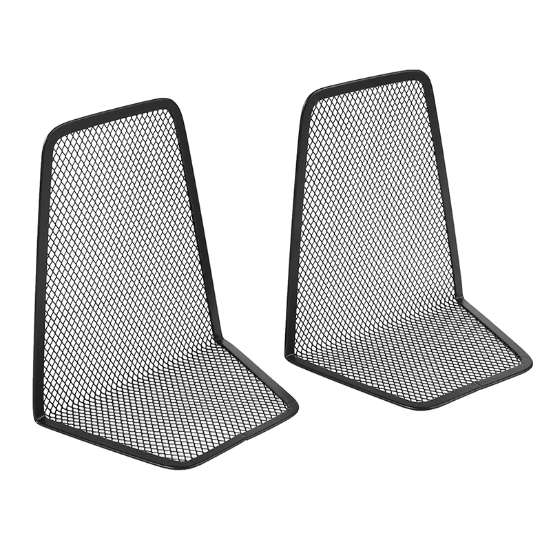 Metal Mesh Desk Organizer, Book Holder, Preto Bookends, Acessórios de escritório, Desktop, Casa, 1 Par