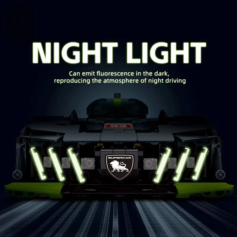 1280pcs Technical Peugeot 9X8 Hybrid Hypercar Building Blocks JKC7107 Model Sports Car Vehicle Assembly Brick Toys Gift For Boy