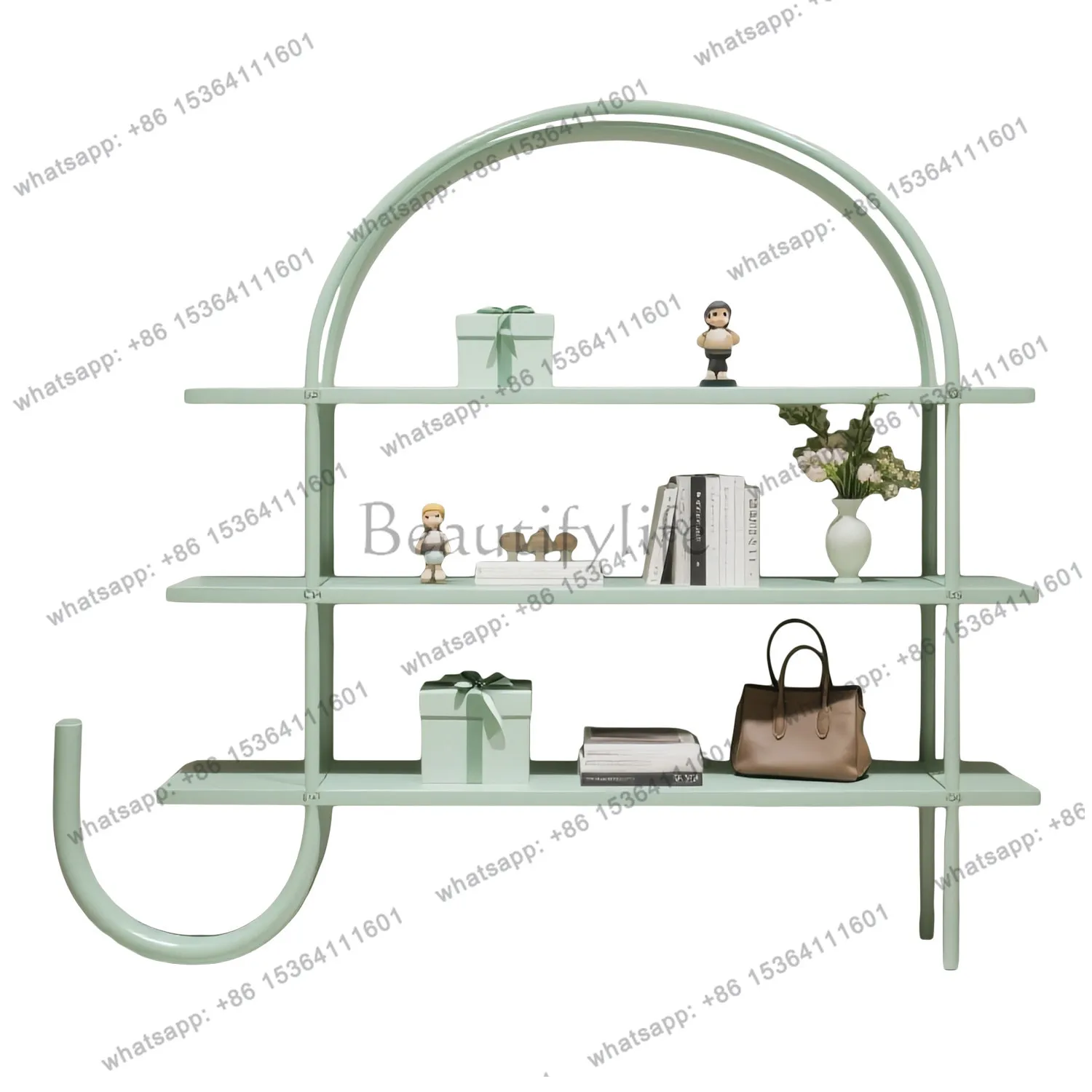 Clothing store wrought iron shoe and bag display rack, multi-layer floor bag display rack