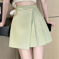 Seoulish High Waist Suit Irregular Pleated Skirt Spring Summer 2024 Elagant Solid Color Office Lady Casual A-line Short Skirt