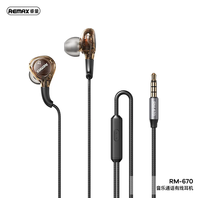 Transparante Hi-Fi bedrade oortelefoons REMAX In-Ear hoofdtelefoon met ingebouwde microfoon voor iPhone Android 3.5mm/Type-C voor gaming, muziek en bellen