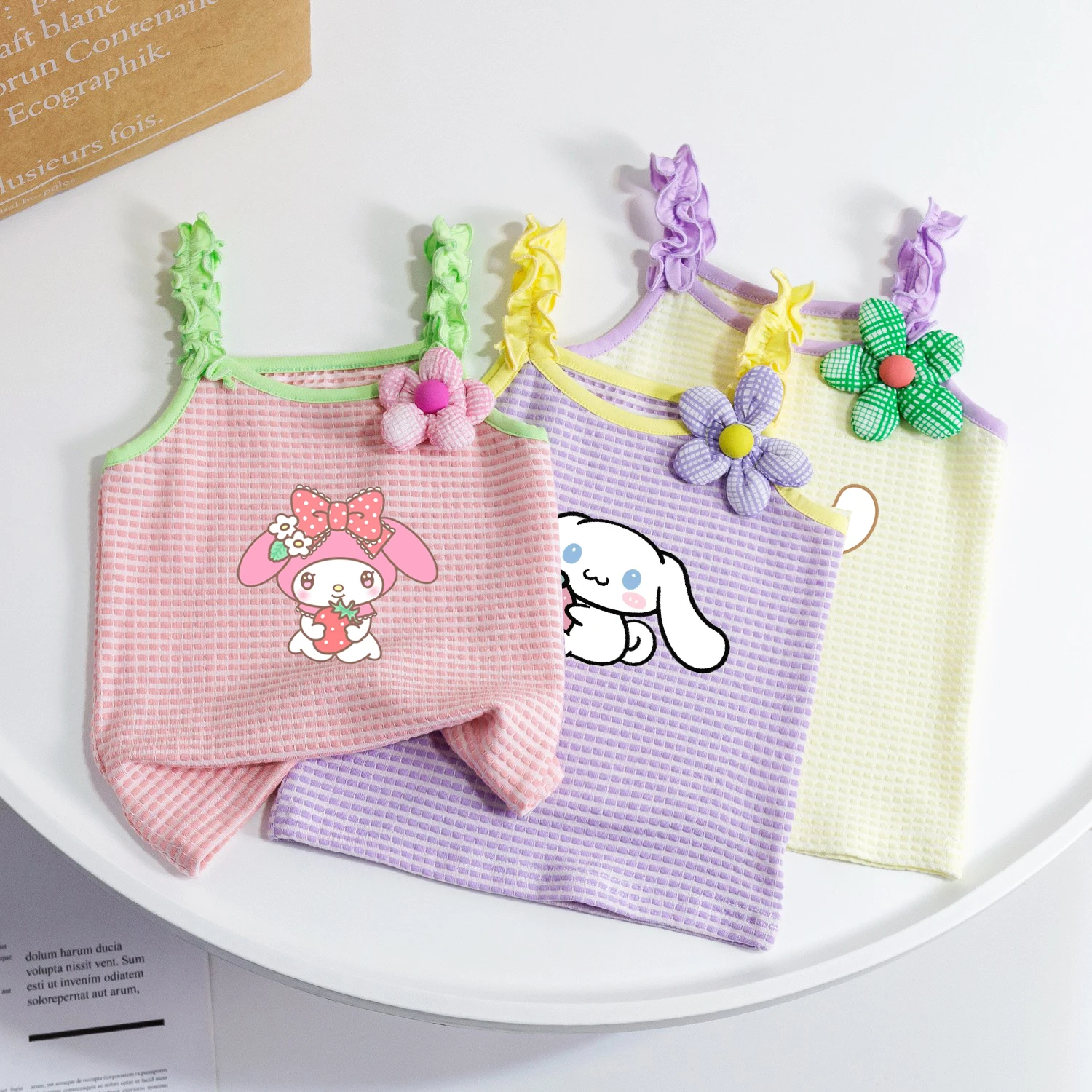 

Anime Hello Kitty Cinnamoroll Kids Camisole Undershirt Cute Sanrio Children's Clothing Summer Baby Girl Flower Sleeveless Top