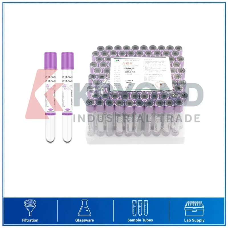 Plastic Vacuum Collection Tube 5mL Purple Cap EDTA K2 Heparin 100PCS Pack Laboratory Sample Container Research Series Model Set