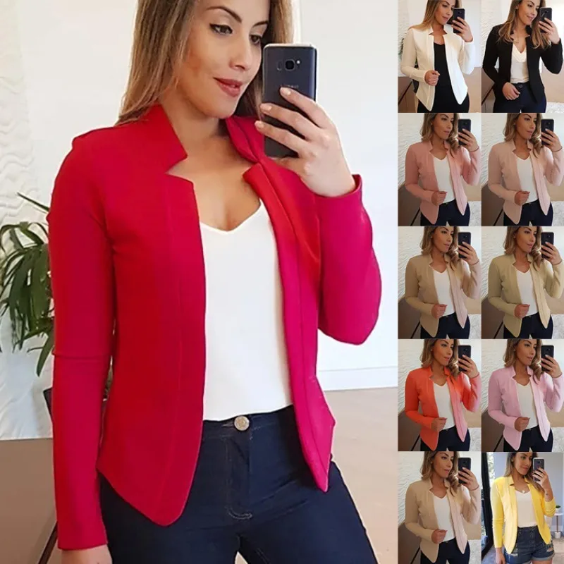 

Cardigan Solid Color Long Sleeved Women's Elegant Suit Jacket Daily Office Fashion Street Autumn Slim Fit Top