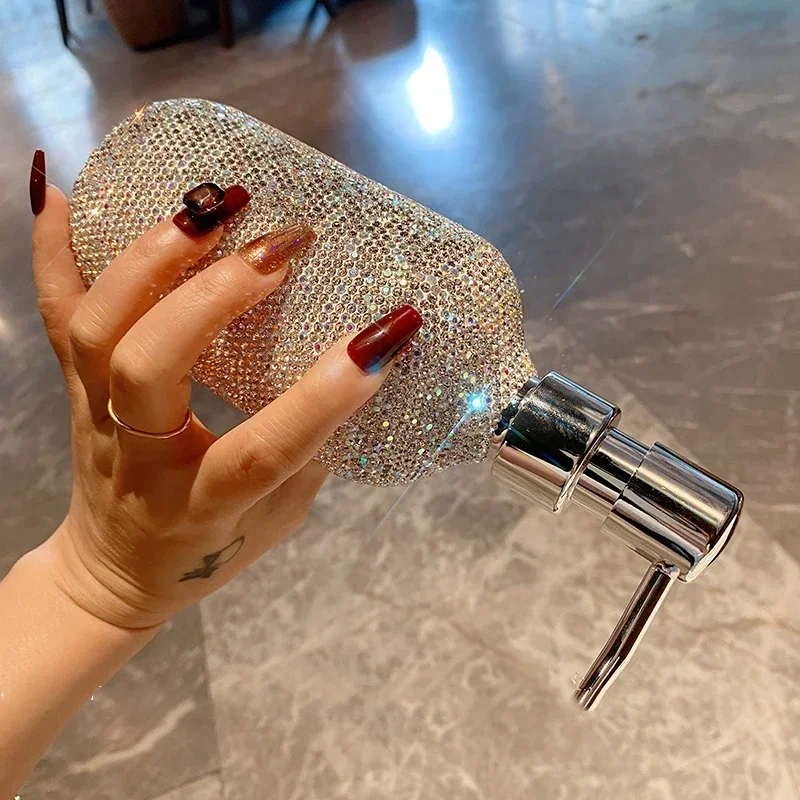 Bling Diamond Soap Shampoo Dispenser Storage Bottle Press Hand Sanitizer Dispenser Bottle Luxury Bathroom Accessories Home Decor