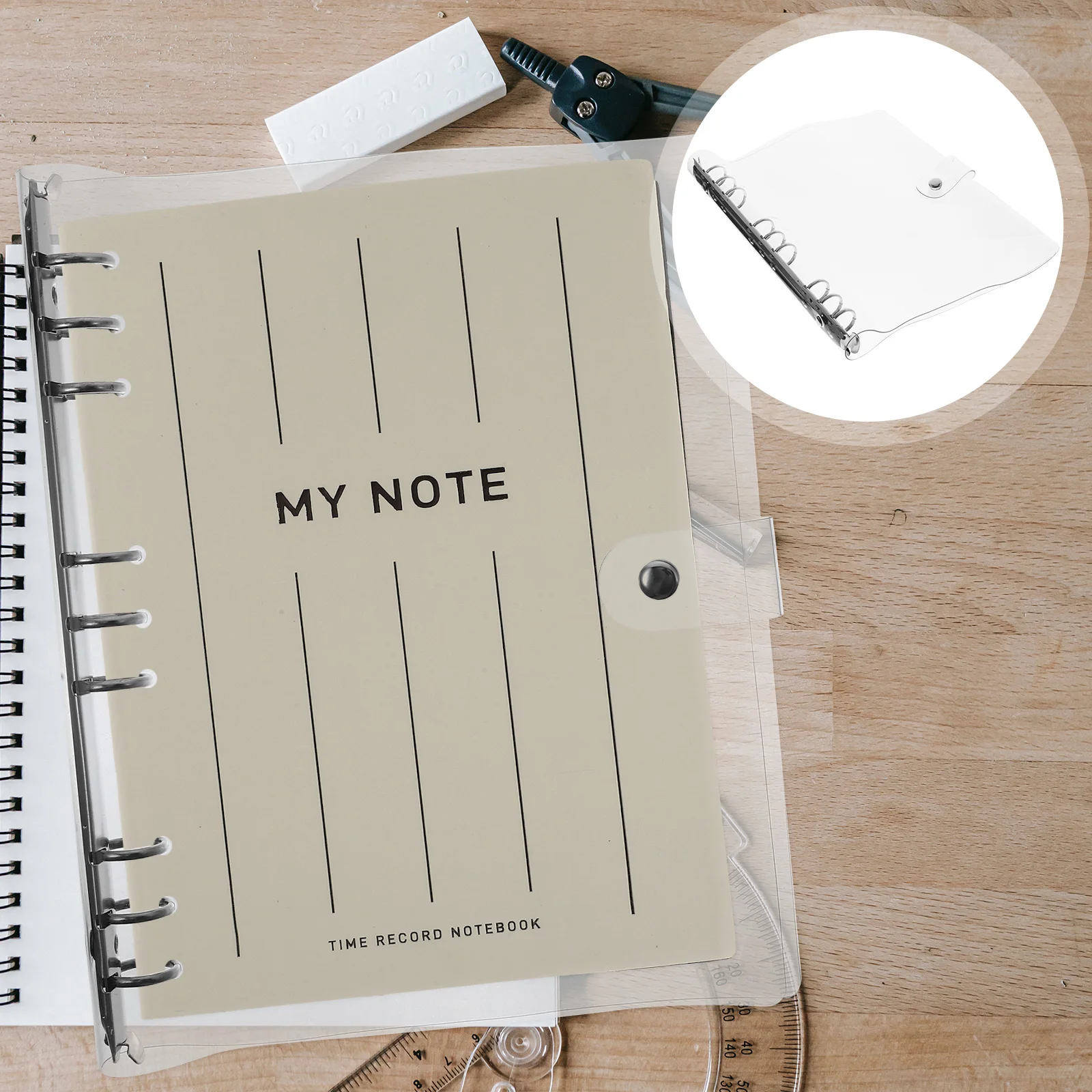 

Clear B5 Binder Shell 9 Ring Plastic Notebook Cover for Office School Stationery Loose-Leaf Planner Scrapbook Storage Folder