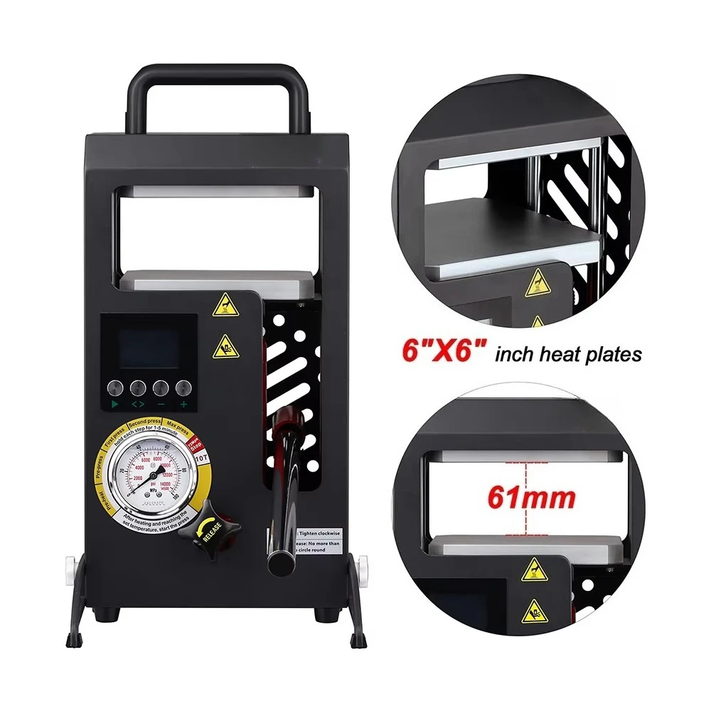 Handheld Oil Extract Heat Press Machine with Aviation Aluminum Alloy 7075 Heat Plate 15x15cm Herb Garden Use
