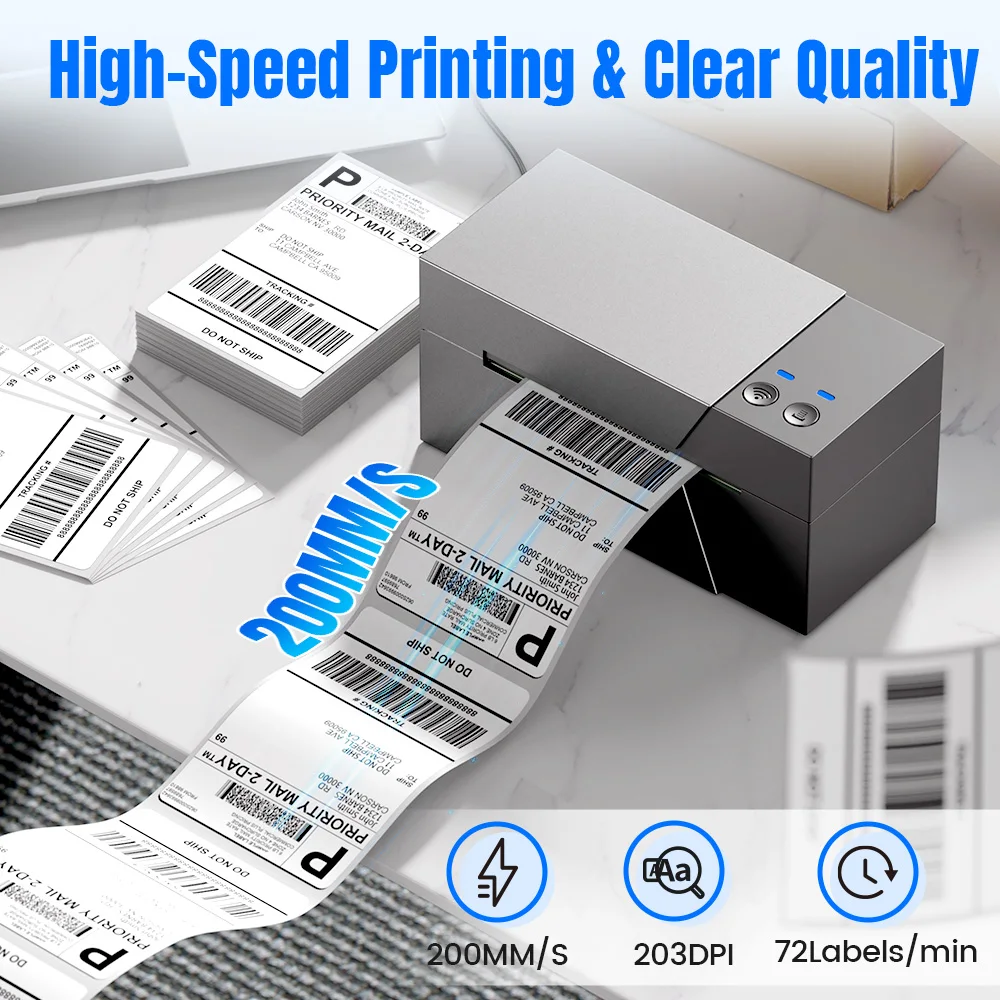 247-WF 4x6 WiFi Thermal Shipping Label Printer for Multiple Types of Platforms, Commercial & Home Use, Wireless Thermal Printer