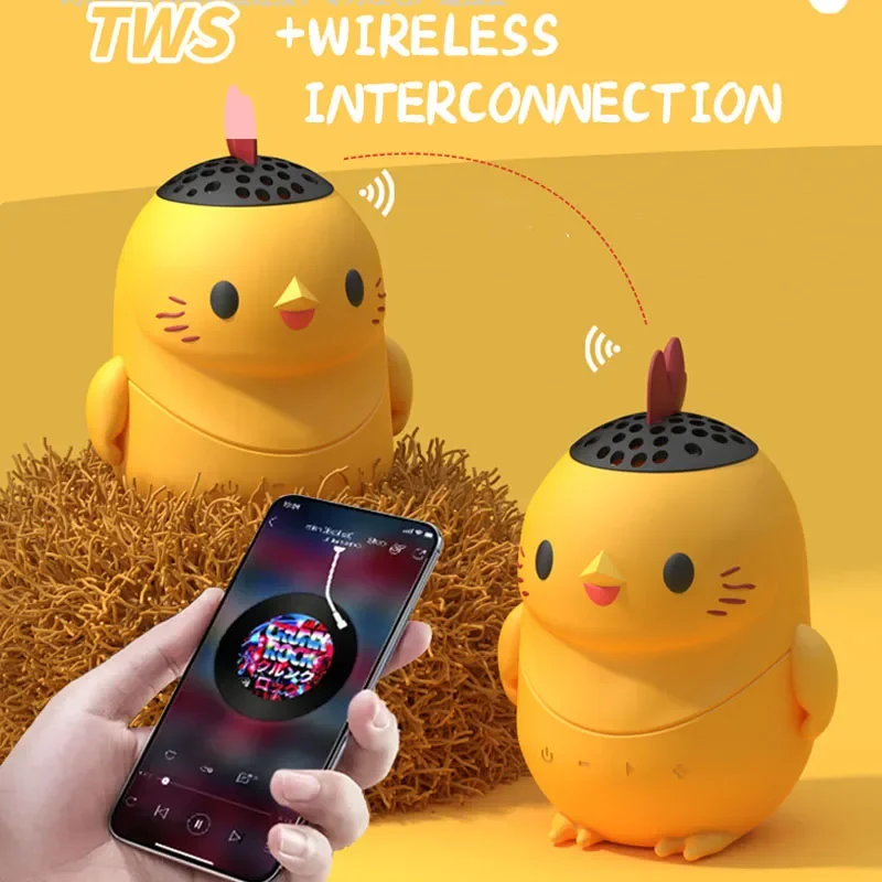 

Мини-портативный Bluetooth-динамик с милым мультяшным рисунком курицы, водонепроницаемый для улицы, офиса, детский динамик, подарок на день рождения, TF FM