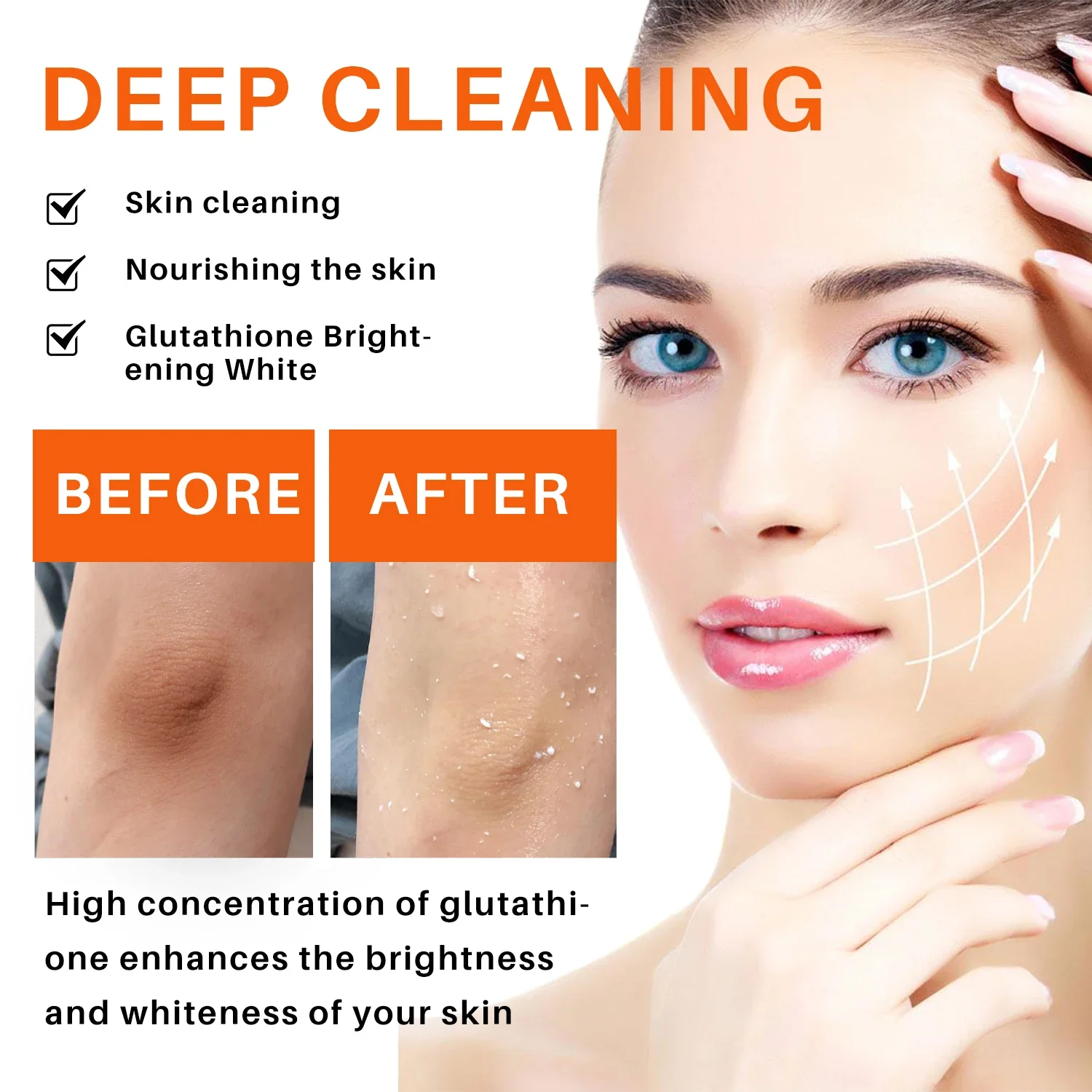 Glutathione Whitening Soap For Face Skin Glutathione Skin Whitening Brightening Body Anti-Wrinkle Dark Spot Remover Cleansing