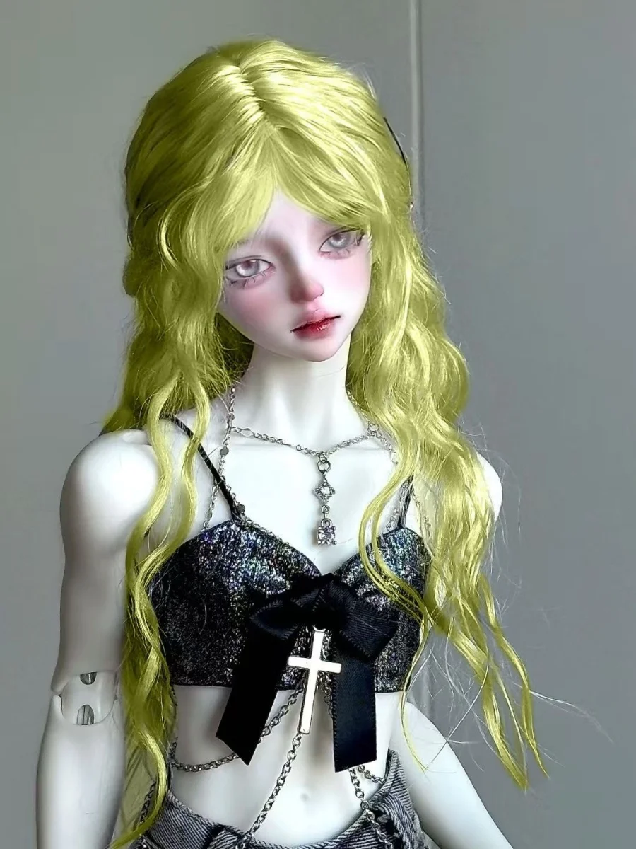 bjd Doll wig fits into 1/3 1/4 1/6 size Air Liu Sea Ripple Wave Roll Cute preppy soft silk wig doll accessories