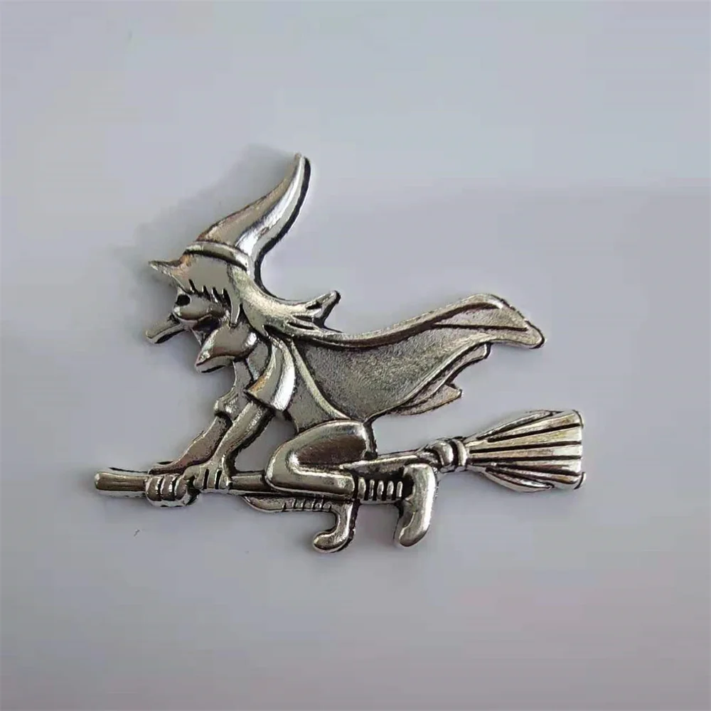 Retro Witch Riding Broom DIY Metal Badge Decor For ZP ZORRO Lighter High Quality  Handmade Decor Accessory Smoking Gadget