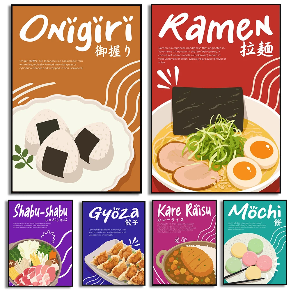 Japanese Lifestyle And Food - Modern Minimalism Japanese Cuisine Poster Colorful