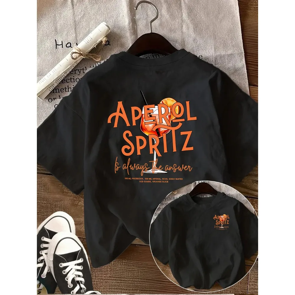 Aperol Spritz Graphic Tee Summer Cocktail Party T-shirt Funny Drinking Slogan Top Casual Short Sleeve Streetwear for Women Men