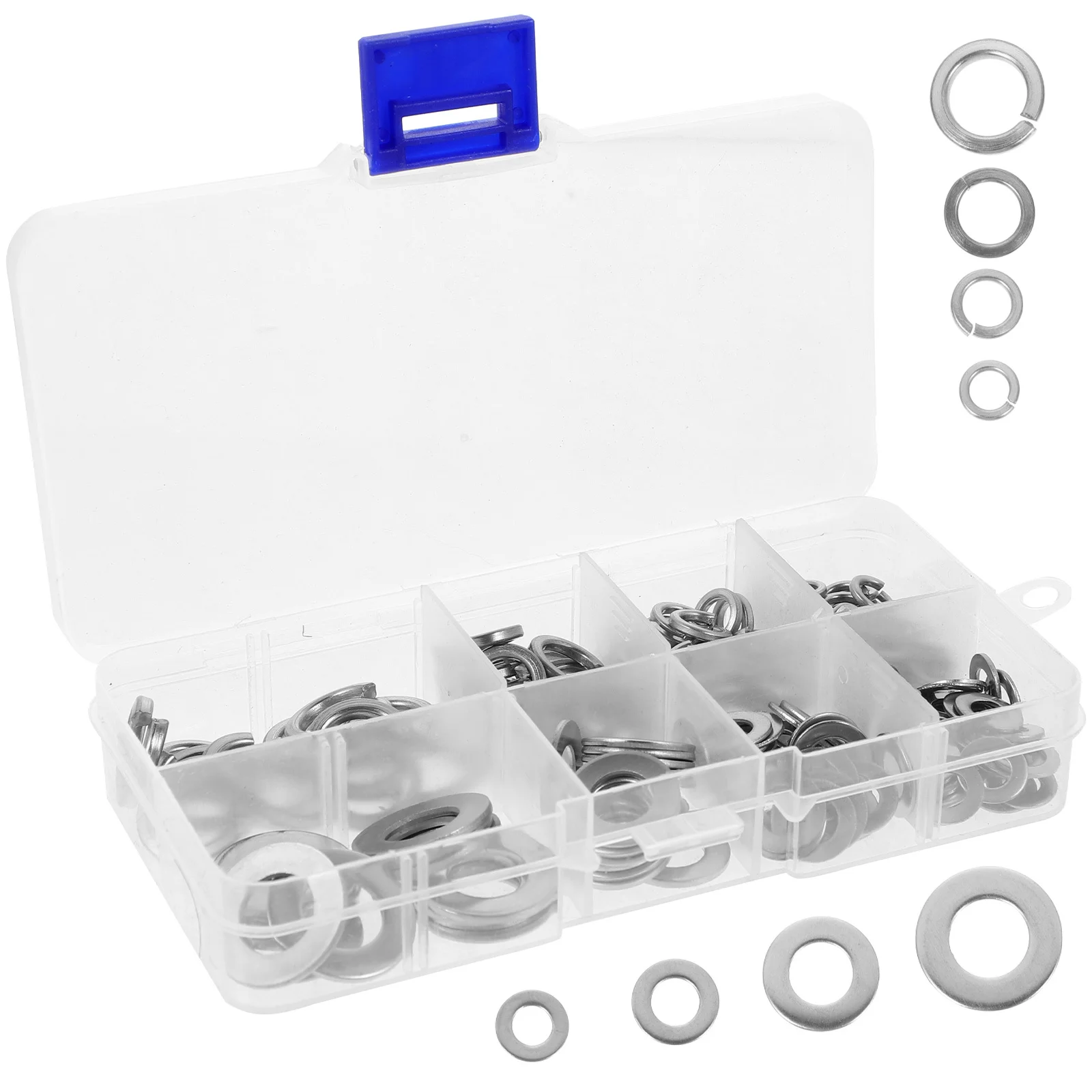 

200 Pcs Stainless Steel Washer Set Washers Assorted Flat Spring Lock for Screws