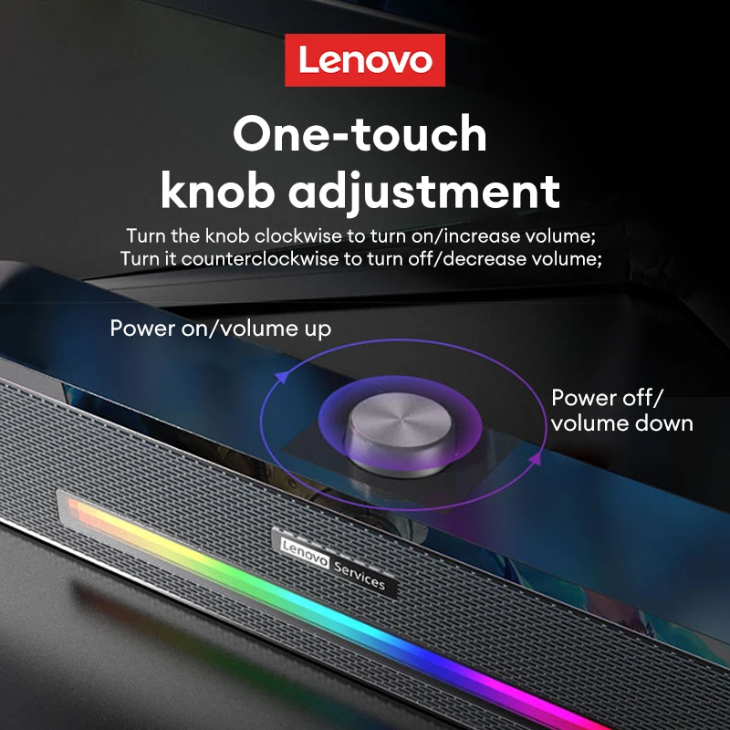 Original Lenovo TS33 Wired and Bluetooth 5.0 Speaker 360 Home Movie Surround Sound Bar Audio Speaker For Desk Computer Subwoofer