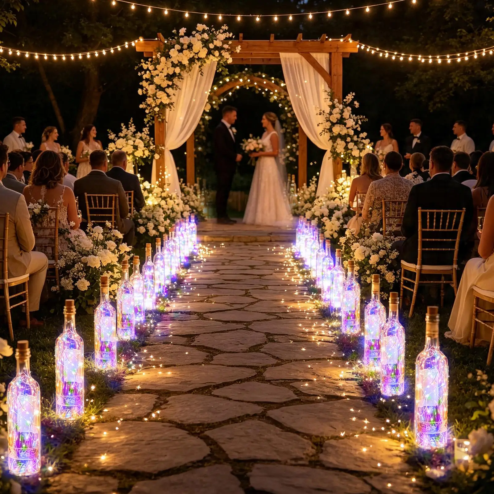 Solar Bottle Light 6 Pieces Outdoor DIY Waterproof LED Decoration Fairy Cork String Lights For Dining Table Garden Path Home