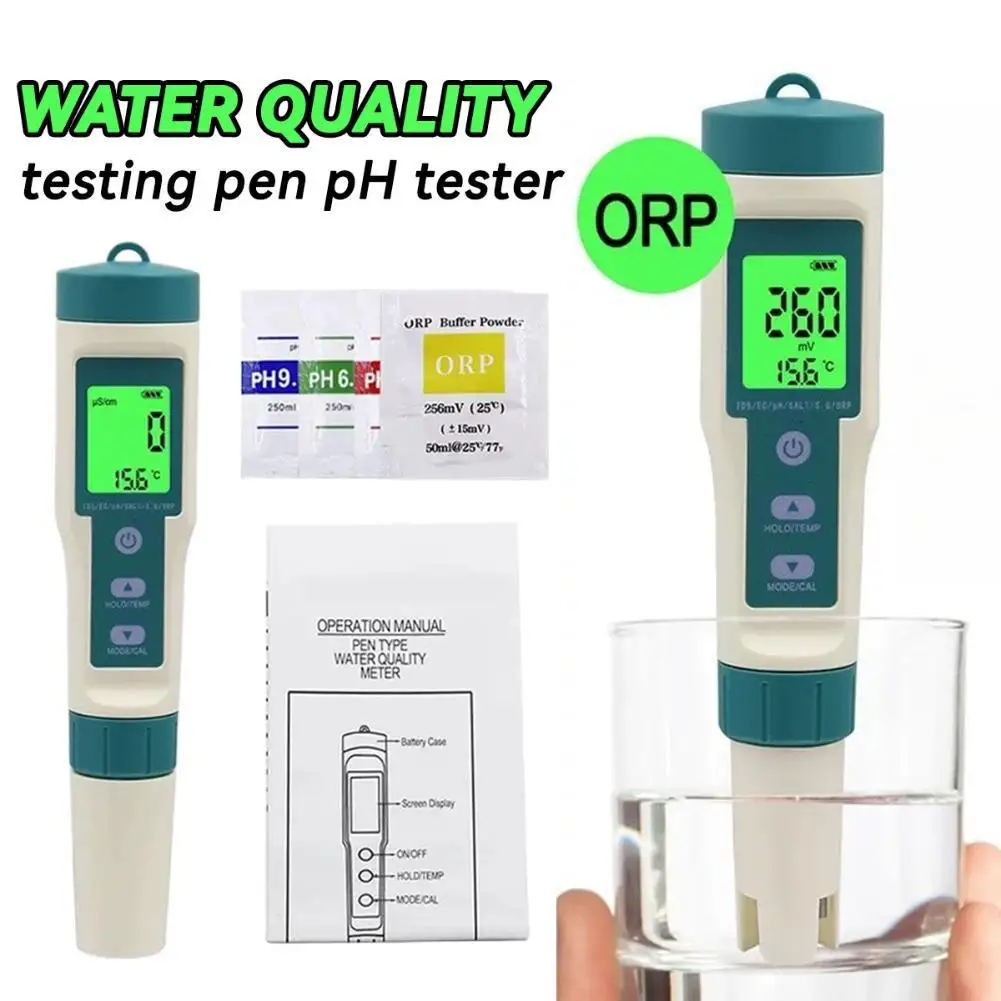 8 in 1 Water Quality Tester Digital PH TDS EC ORP Salinity S.G Hydrogen H2 Meter for Drinking Water Aquarium Pool Seawater