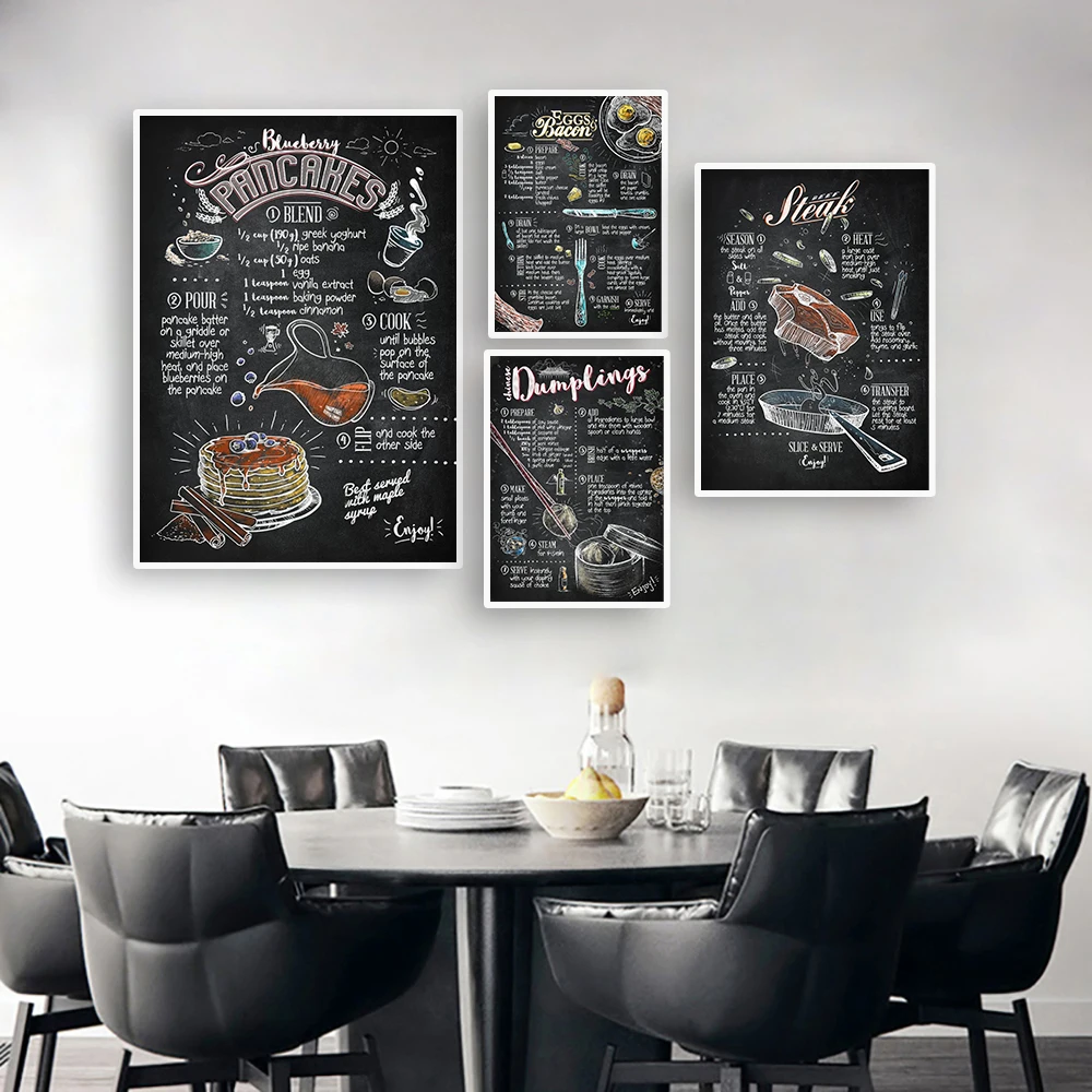 Картина-постер на холсте с изображением гамбургера, картошки фри, хот-дога