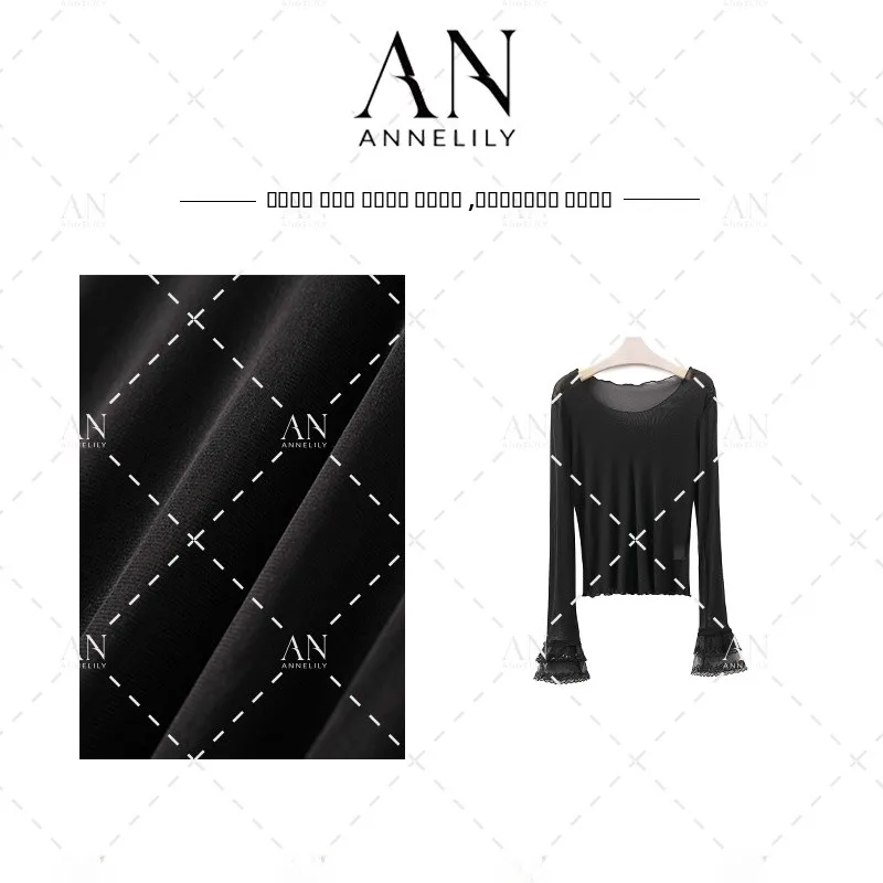 

Annelily Ele Faionable Versatile irt Women's Premium Quali Autumn New Sle Casual Loose Long Sve round Ne Top