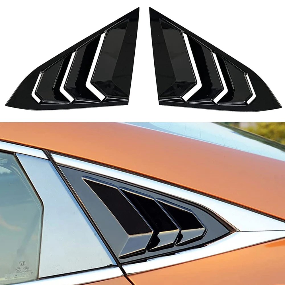 Racing Style Car Rear Side Window Louvers Cover Blinds Scoop Air Vent Cover Trim for Honda Civic 10Th 2016-2021