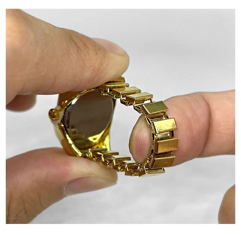 Square Finger Quartz Watch Mini Small Elastic Band  Alloy Watches Female Rings Jewelry Clock Men Women Classic Quartz Watch Ring